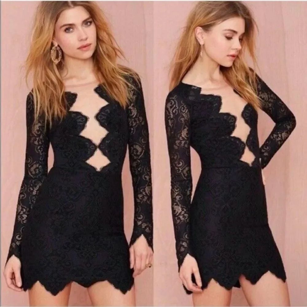For Love And Lemons Iconic Noir Black Lace Dress XS NWT $244